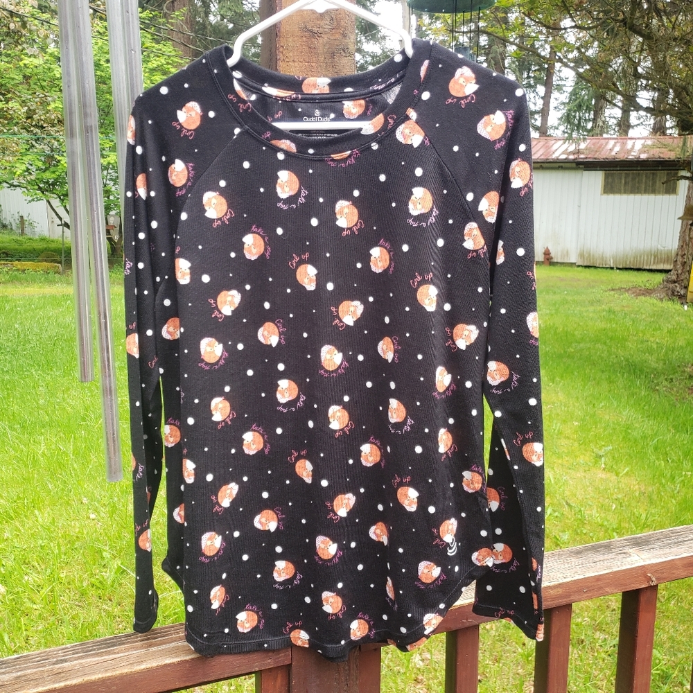 CuddleDuds Sleeping Fox Soft PJ Top - Size S